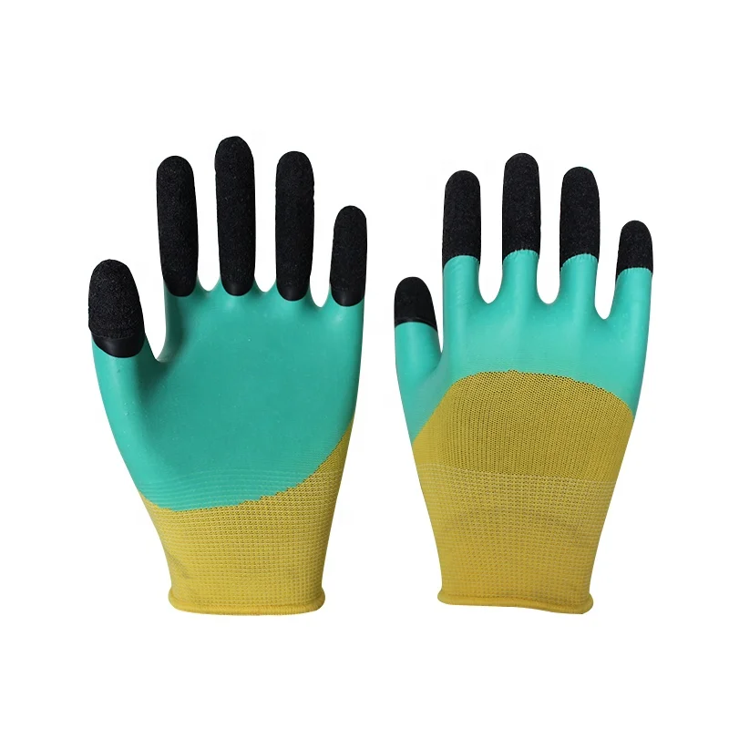 13克乳胶泡沫涂层手指增强双涂层手套 - buy 13g latex foam coated