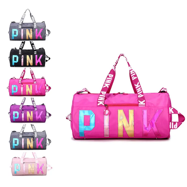 

Large Capacity Women Travel Bag Sequins Pink Waterproof Gym Sport Bags for Fitness Training Yoga Duffle Bag, Customizable