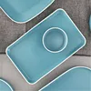 Factory direct wholesale hotel restaurant sky blue nordic dish ceramic rectangle dinner plate