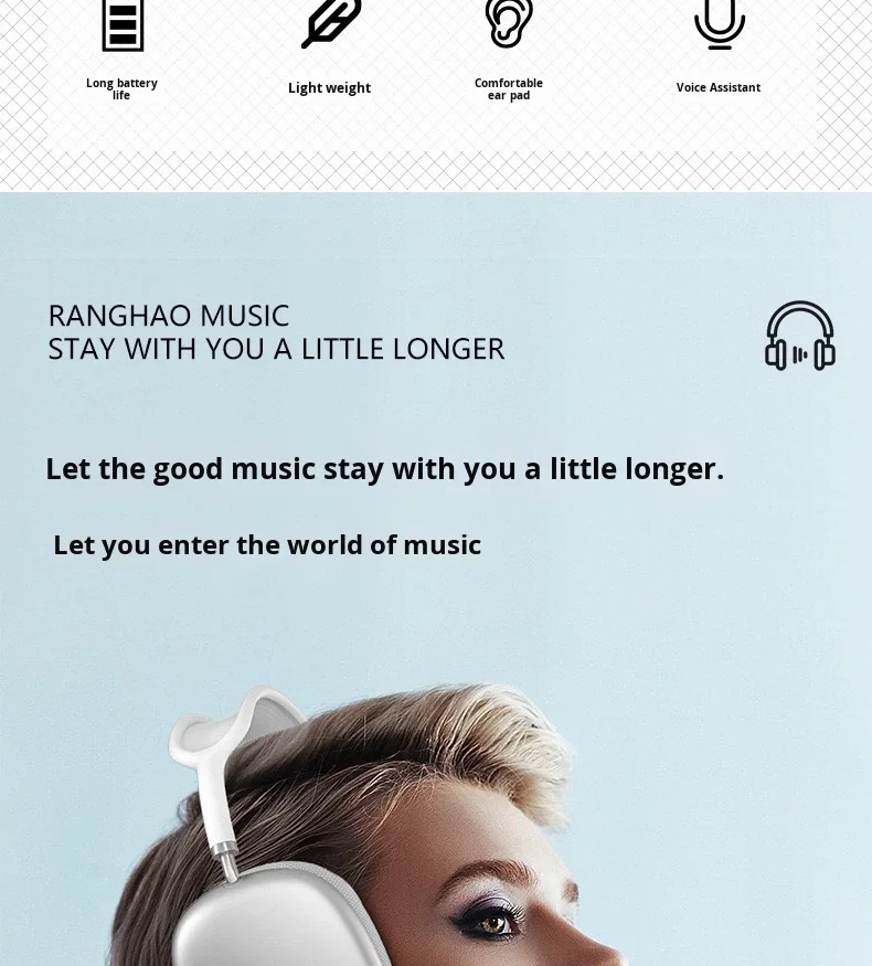 P9 Pro Max Over-Ear Noise-Canceling Wireless Earphones IPX3 Waterproof Type-C Charging LED Battery Indicator for 5.0