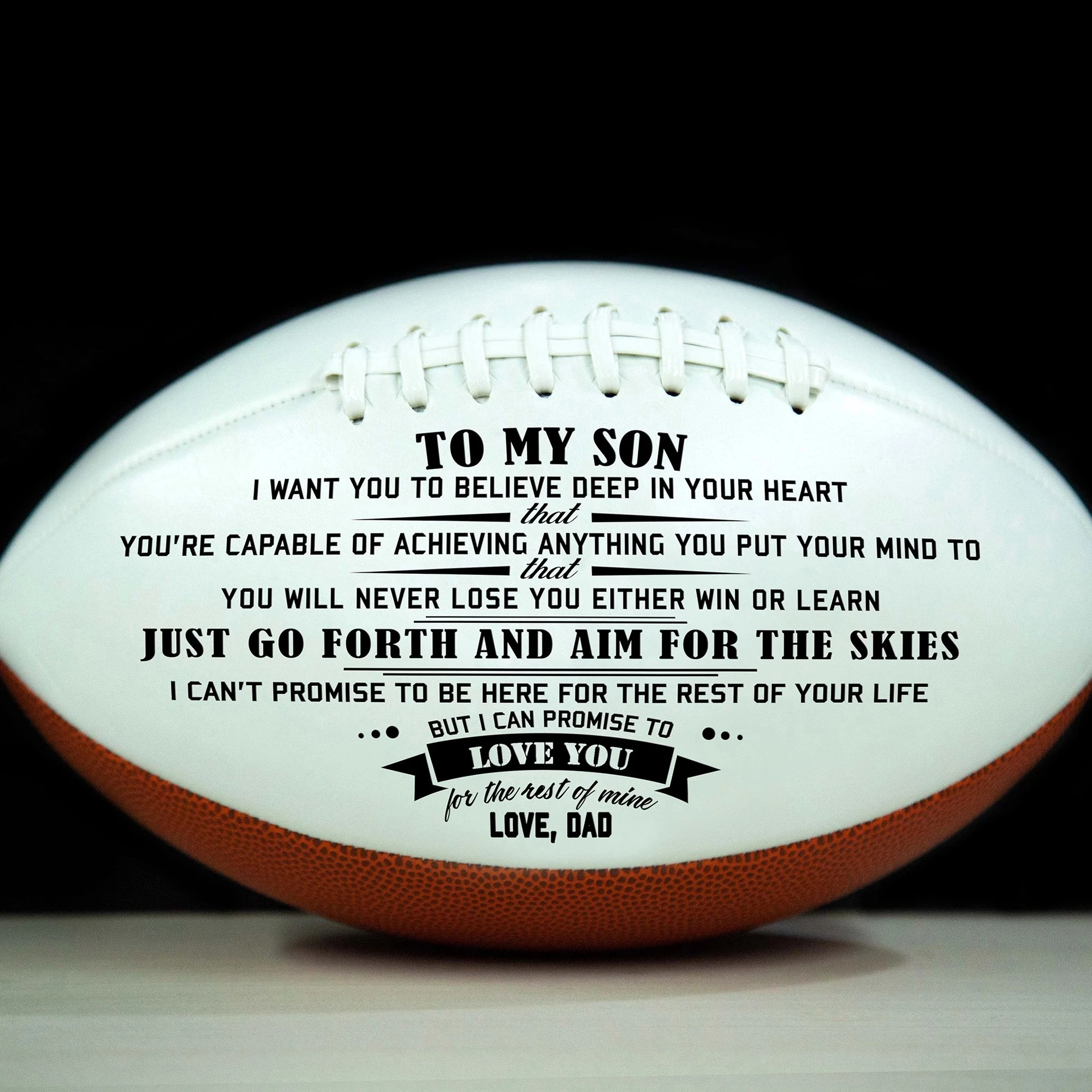 wompolle to My Son Love You from Engraved American Football Gift for Your Son Anniversary Birthday Christams Graduation Gift to Fan Quote Mom dad 