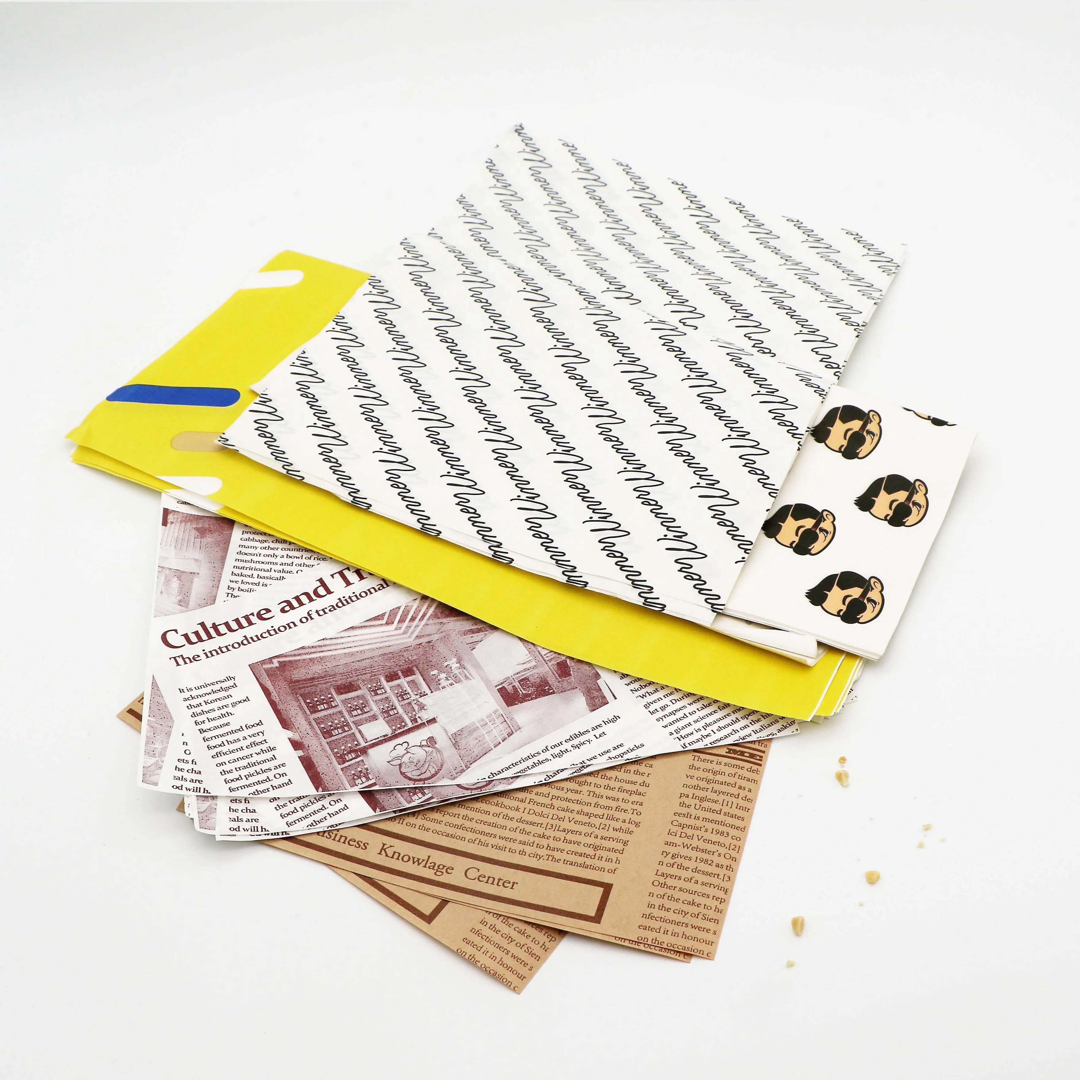 Custom Design And Size Pe Coated Packaging Food Wrapping Paper Grease