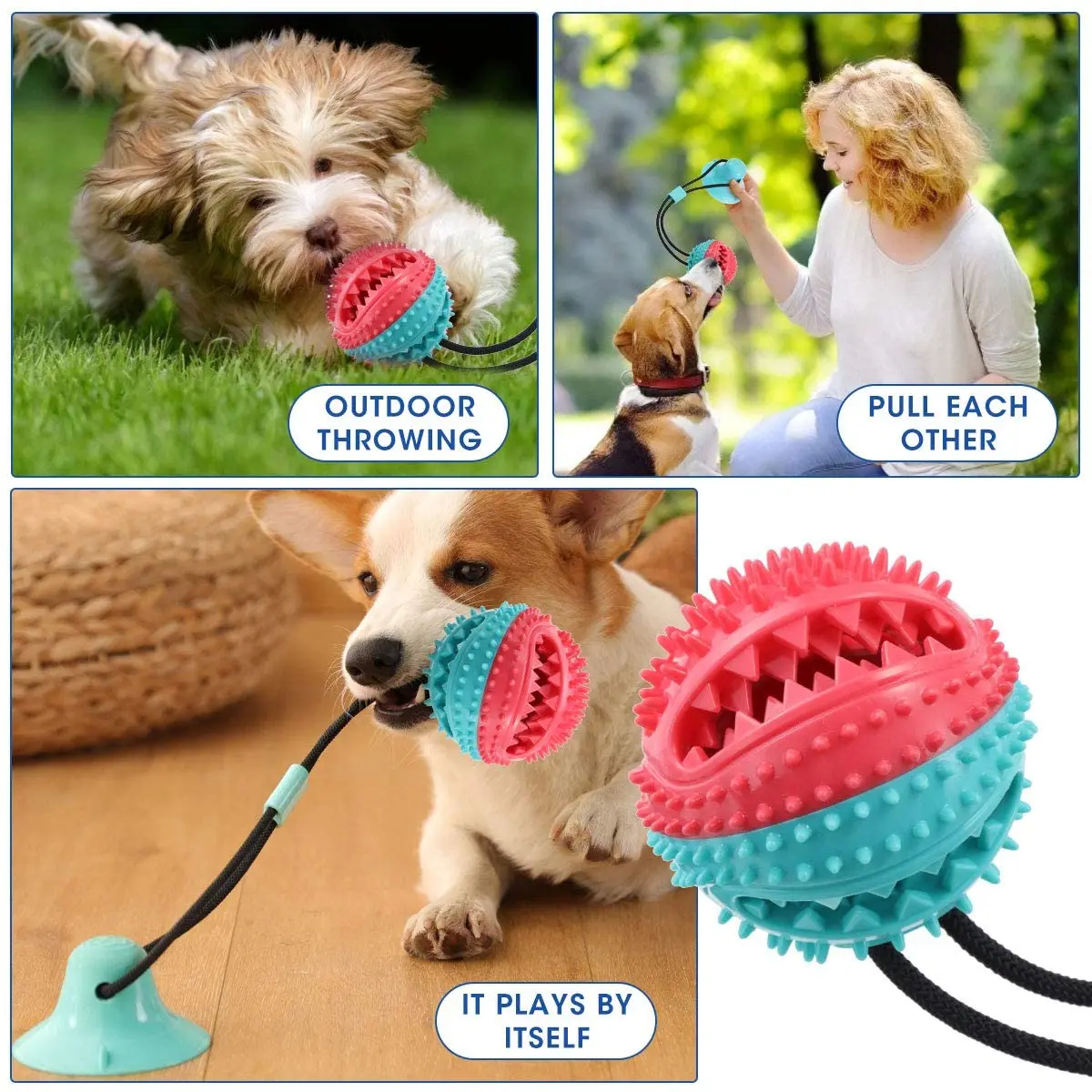 Hot Sales Wholesaler Dog Toy Suction Cup Chew Rope Toys With Balls