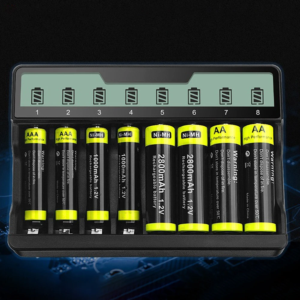 8 Bay Aa Aaa Battery Charger Usb High-speed Charging,Independent Slot ...