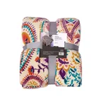 Retro style coral super soft printed native American sherpa blanket