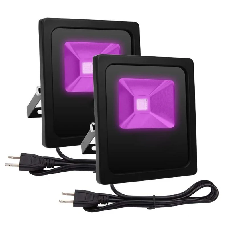 High Power Slim UV LED Flood Lights Waterproof Black Neon Party Stage Spotlights Outdoor Lighting EU Plug