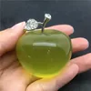 Clean crystal green glass apples for wedding decoration gifts cat eyes apples