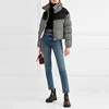 Embroidered with a graphic houndstooth pattern quilted shell first winter down jacket goose down fabric for jackets