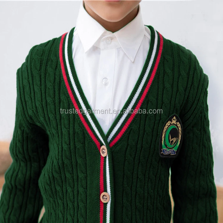 cable knit school cardigan