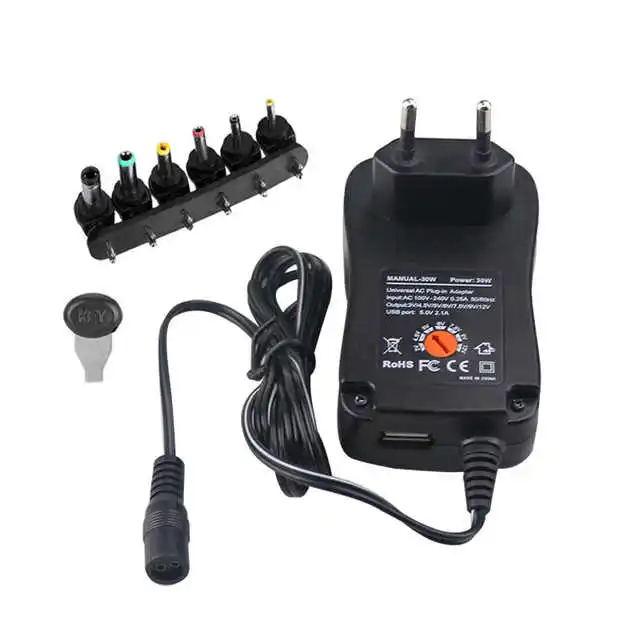 Universal Adjustable Charger 3v 4.5v 5v 6v 7.5v 9v 12v 2a 30w Ac/dc