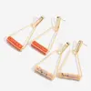 Personalized fashion jewelry for girls gold metal Triangle ceramics dangle drop earrings