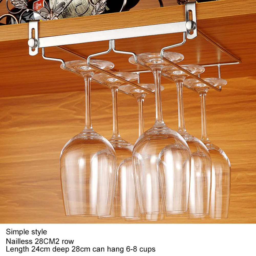 3 Rows/4 Rows Stainless Steel Wine Glass Rack Household Simple&luxury