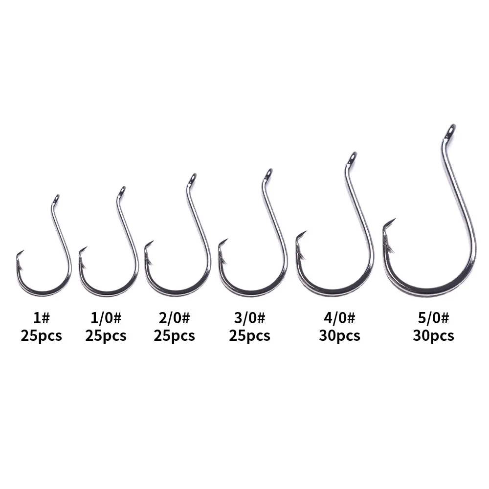 160pcs 1# 1/0 2/0 3/0 4/0 5/0 Single Hook Assortment And Fishing Hooks ...