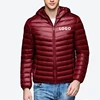 High Quality Custom OEM Men's Light Weight Down Jacket With Hood Windproof Ultralight Hooded Feather Winter Jacket Coat