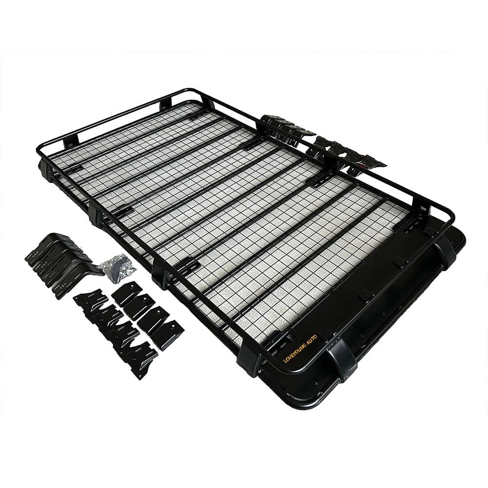 Rooftop Cargo Carrier Black Powder Coated 500lbs Large Load Capacity Cargo Basket Luggage