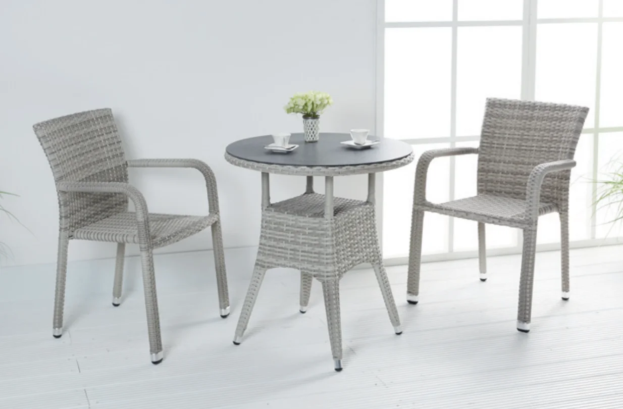 Outdoor Garden Patio Rattan Dining Table Set Outdoor 3 Pieces Dining