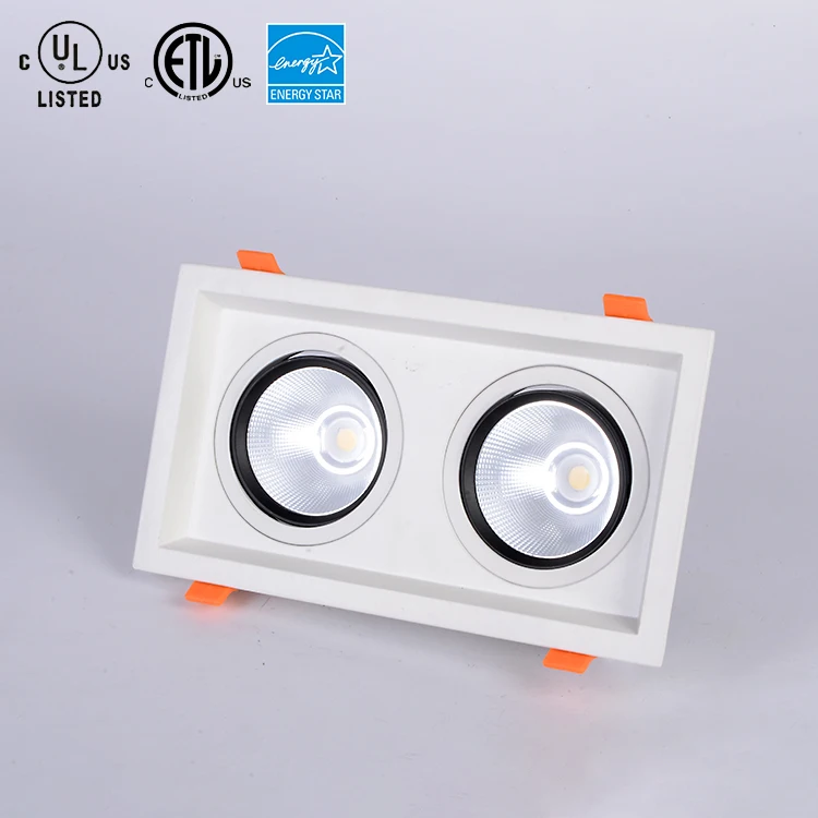 20w 30w Rectangle COB Adjustable Recessed Spot Led Grille Downlight Recessed