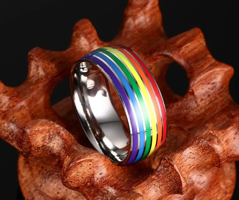 Gay pride engagement rings