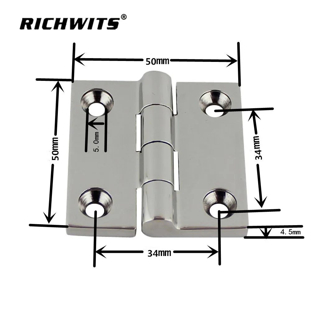 50mm Marine Hardware Boat Accessories Square Stainless Steel 316 Hinges