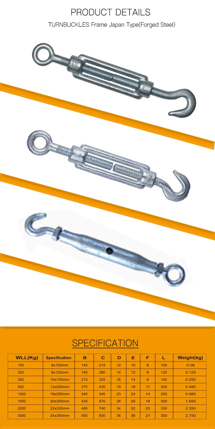 Galvanized Hook Hook Turnbuckle Heavy Duty 3/4"*9" Us Type Turnbuckle