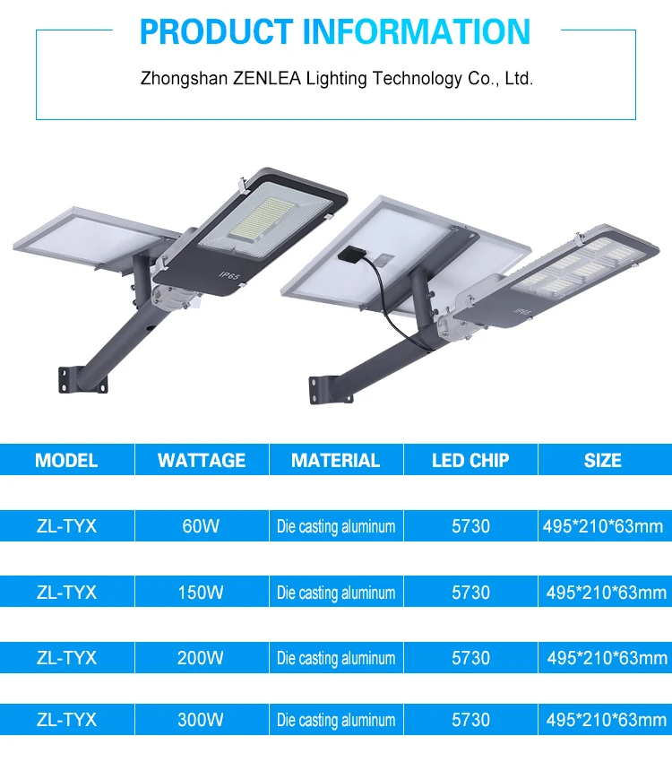 Outdoor waterproof IP65 60w 150w 200w 300w solar led street light