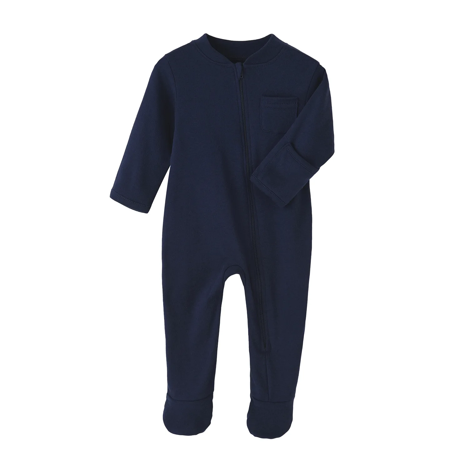 Plain Baby Rompers 100% Cotton Infant Pajamas With Footie Zipper Baby ...