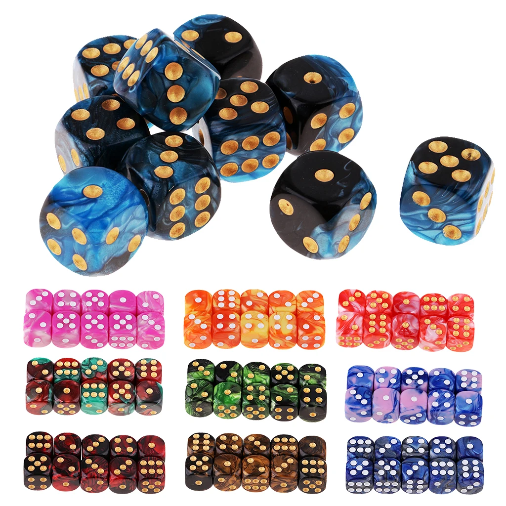 Juego De Dados De 6 Caras 10 Uds Colores Brillantes 16mm Para Juegos Regalos De Casino Mesa De Juegos Juego De Dados Dado Aliexpress