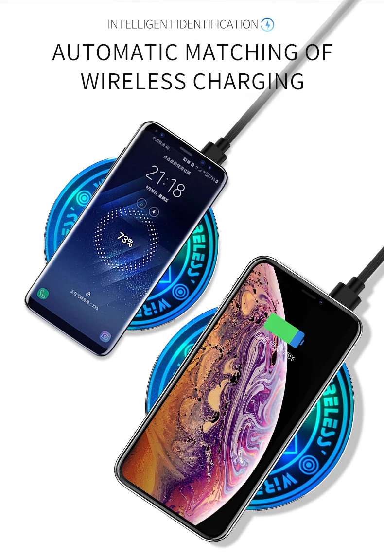 Weluv Magic Circle Wireless Charger Led Light Pad Qi Charging 10w Fast