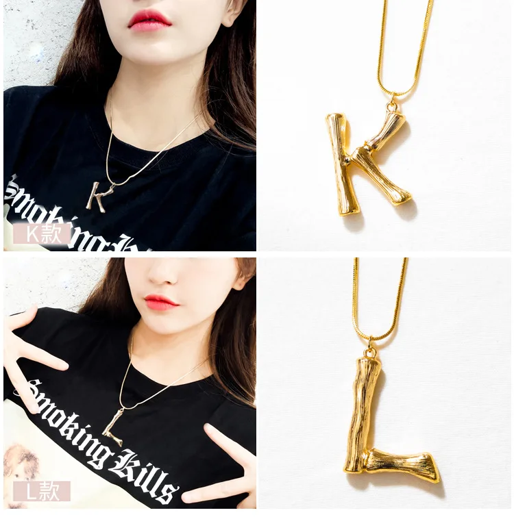 product-Gold Plated Chunky Custom A-Z Alphabet Letter Pendant Initial Necklace-BEYALY-img-1