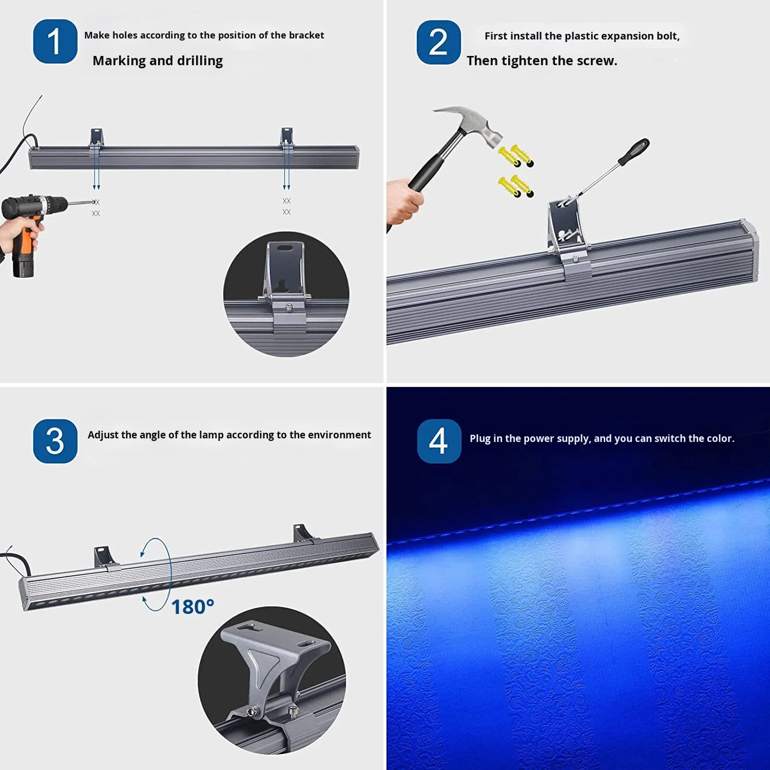 product outdoor ip65 waterproof smart remote control full color 36w wall washer building lighting-6