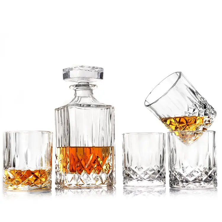 High Quality Crystal Glass Whiskey Decanter With 4 Glasses Whiskey Decanter Set Buy Whiskey