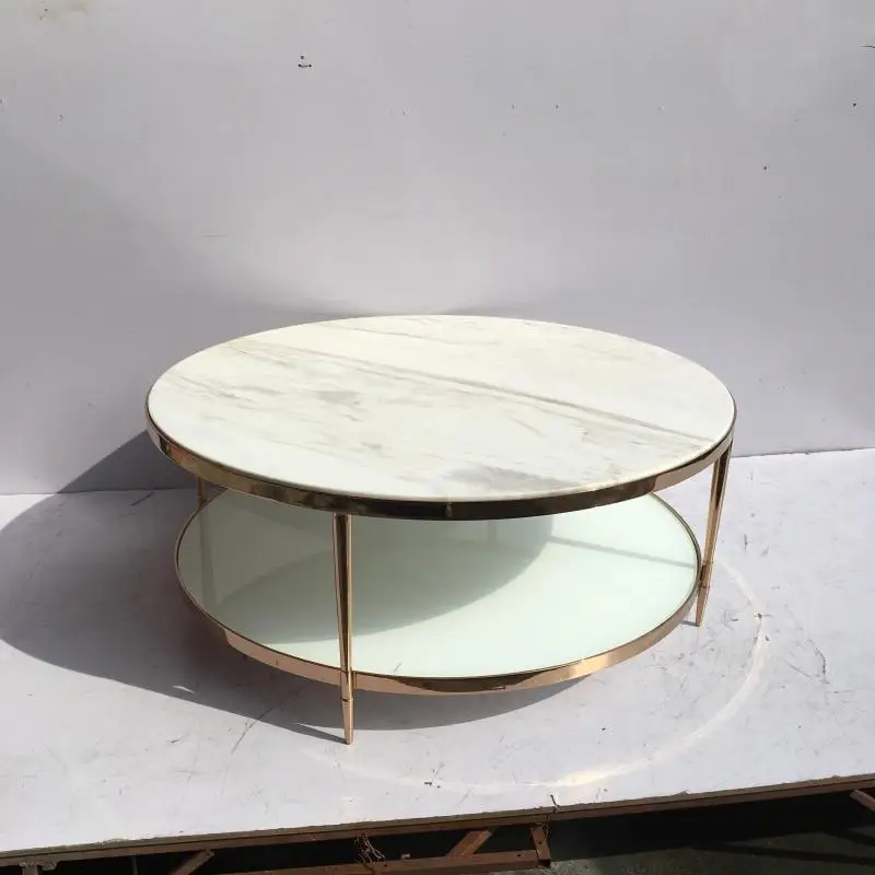 Originality Metal Frame Table Round Marble Table Brass Gold Coffee