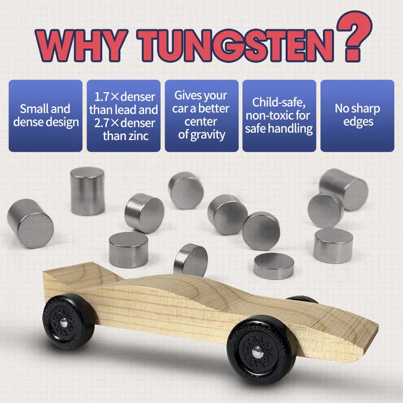 1/16oz 1/8oz 3/16oz 1/4oz 1/2oz Tungsten Pinewood Derby Car,Tungsten