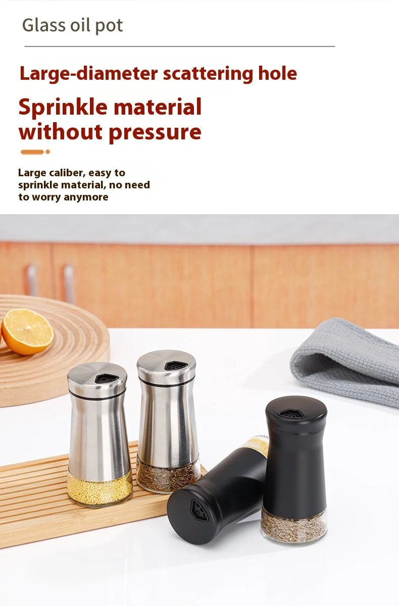 product wholesale 3oz modern design stainless steel glass spice jars 100ml seasoning bottle jars boxed kitchenware-5