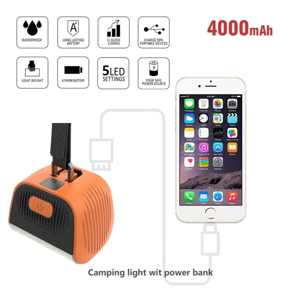 C7 Cheap Price Outdoor Mini LED Camping emergency Lights,Portable Rechargeable LED Camping Lantern 4000mAh Power Bank