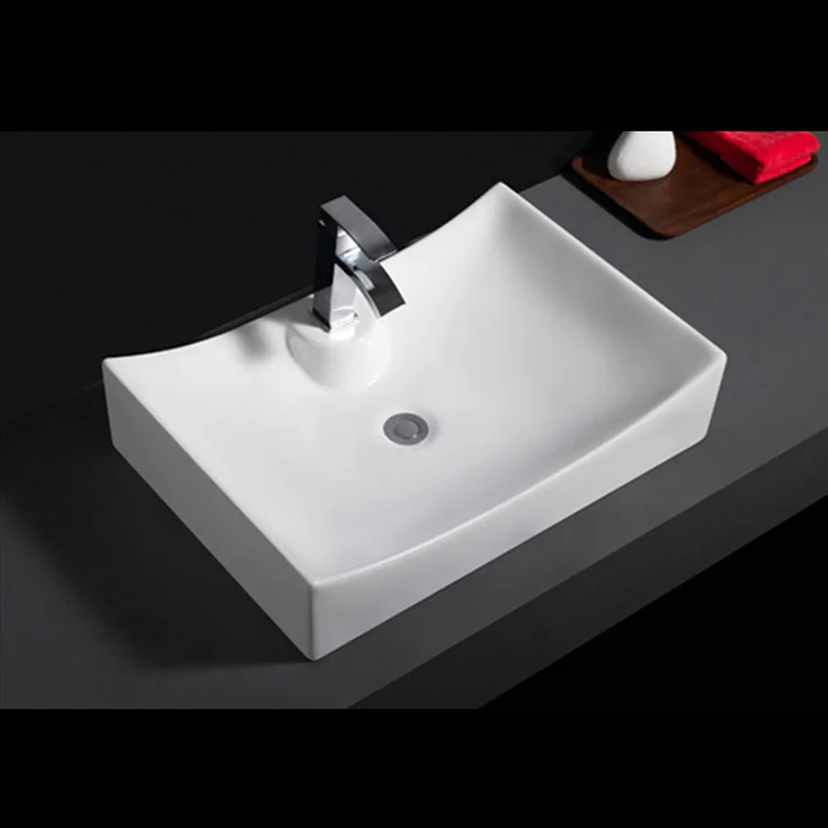 585 Western style white glaze hotel used face hand wash ceramic vessel basins