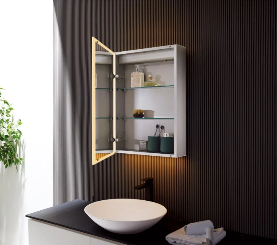 Acrylic LED lighted bathroom mirror cabinet, Modern bathroom vanity cabinet furniture