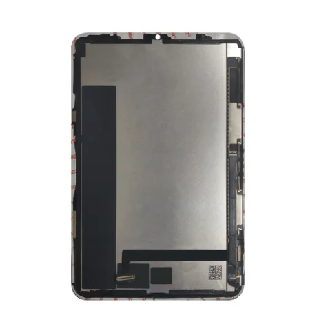 Close-up of iPad Mini 6 replacement screen showing bezel alignment and edge curvature