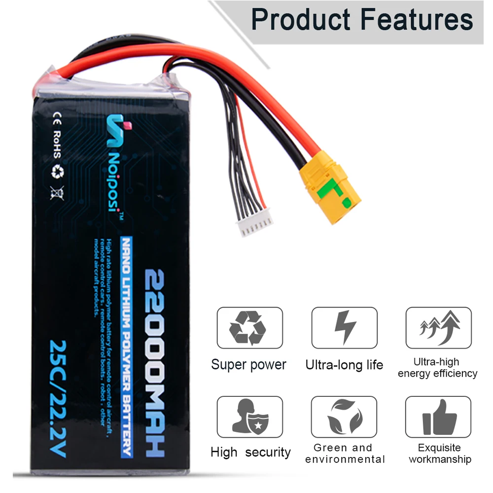 Rechargeable Lipo Battery 10000/16000/22000mah 25c 14.8v 3s 4s 5s 6s Li ...