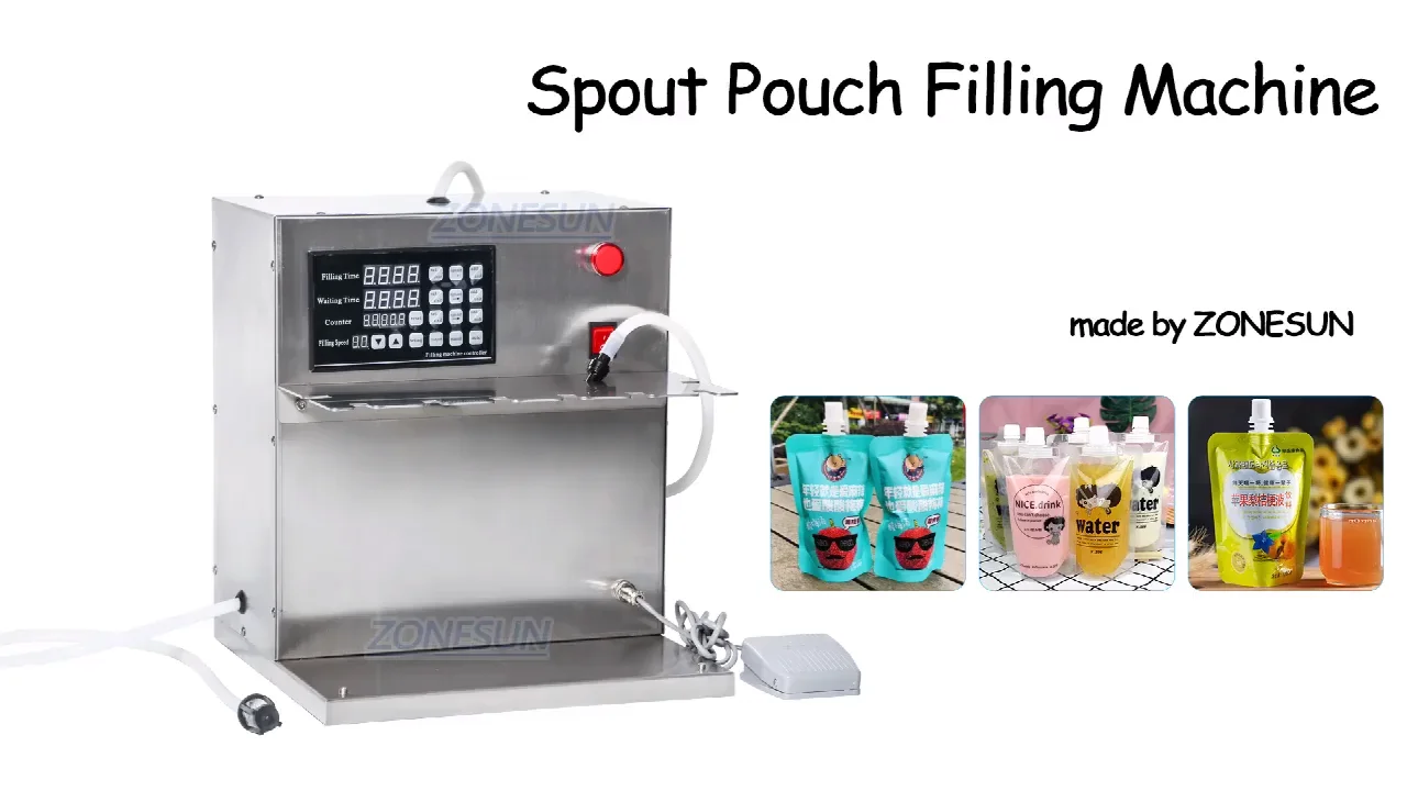 Milk juice water oil. Numerical Control Liquid filling Machine. Spout Pouch.