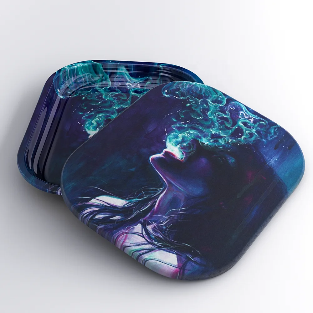 A 18*14cm Custom Logo Smoke Metal Herb Trays Plain Weed Cigarette Tray