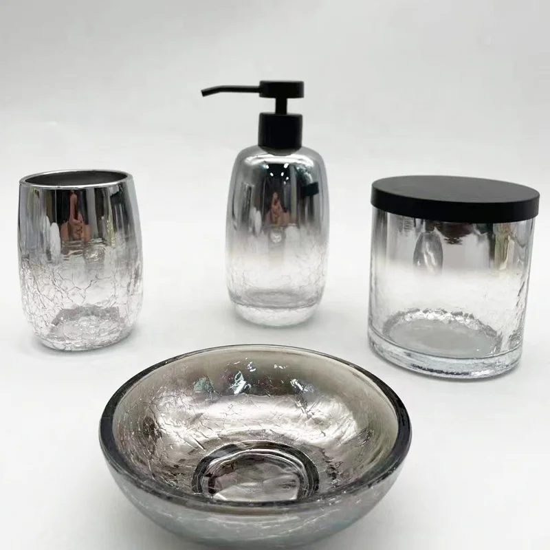 Clear Glass Hotel Amenities Bathroom Accessories Bath Set Bathroom Set