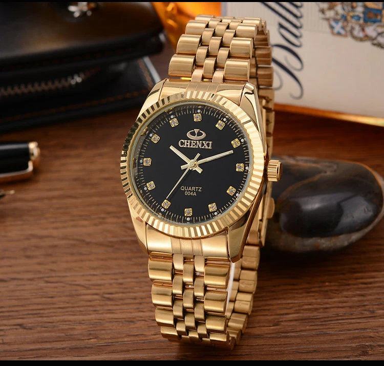 Chenxi 004a Cristal Diamante Oro Moda Pareja Relojes De Chenxi 004a Cristal Diamante Oro Moda Pareja Relojes De