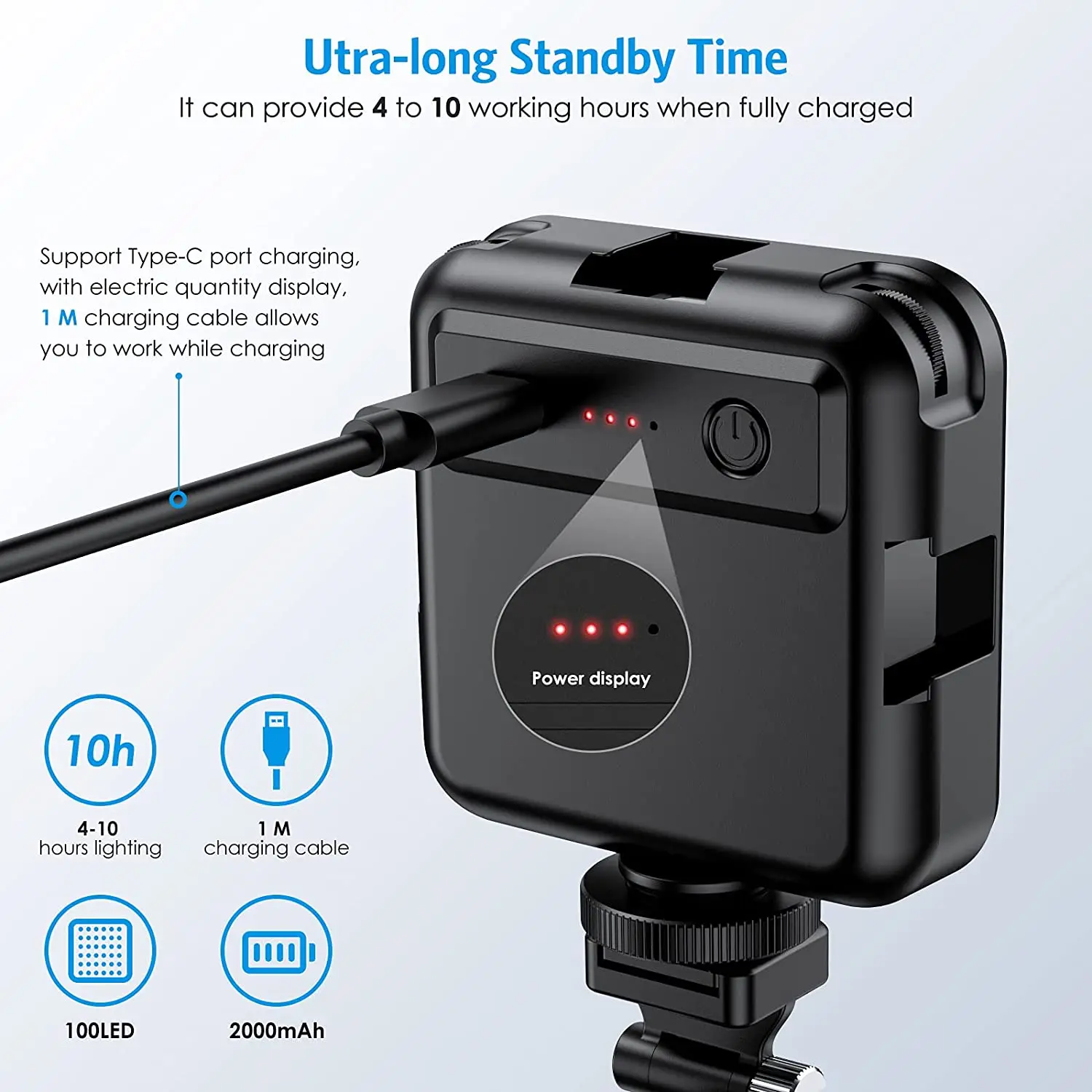 2000mah Battery Rechargeable Video Conference Lighting Clip On Camera