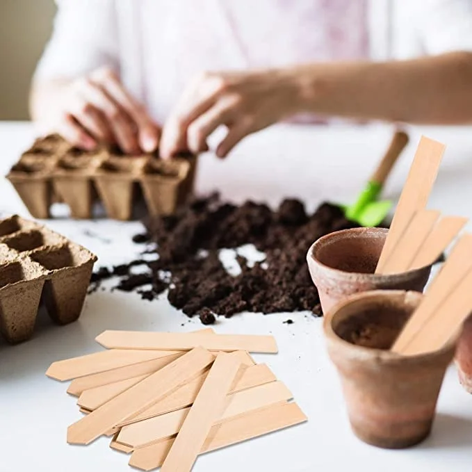 50pcs Wooden Plant Labels With A Marker Pen,Waterproof Pointed Wooden