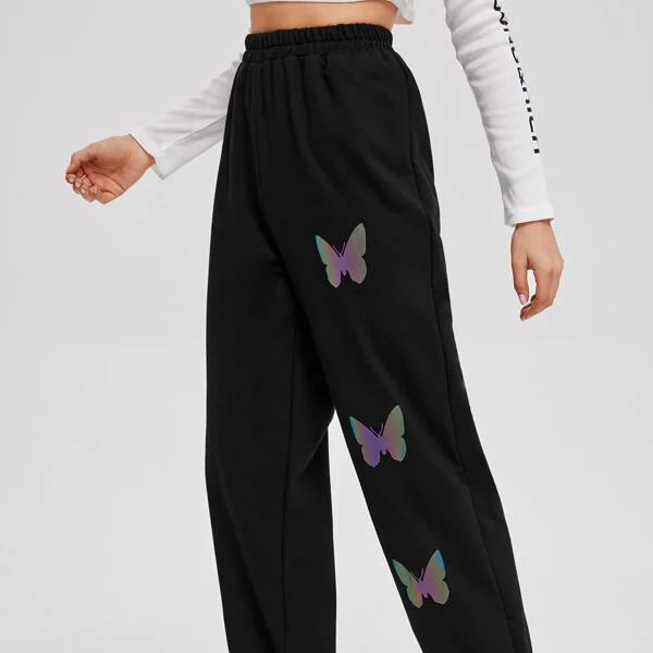 2021最活跃的需求新设计热卖反光蝴蝶运动裤