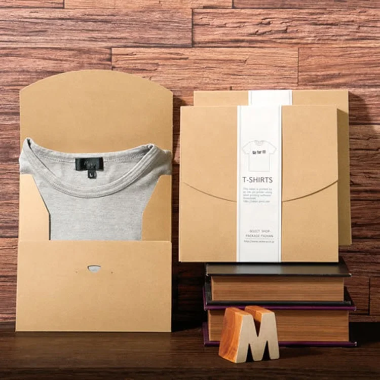 T-shirt Cloth Packaging Kraft Paper Box Custom Sleeve Clothing Paper ...