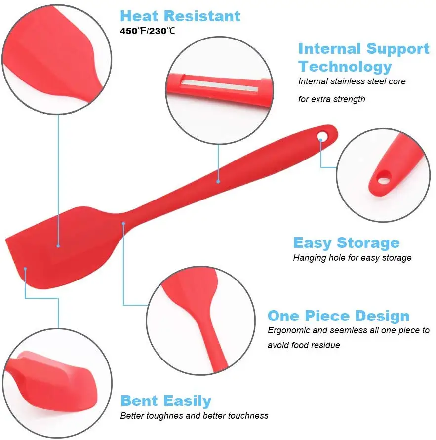 Silicone Spatula 3-piece Set Ergonomic Handle High Heat-resistant ...