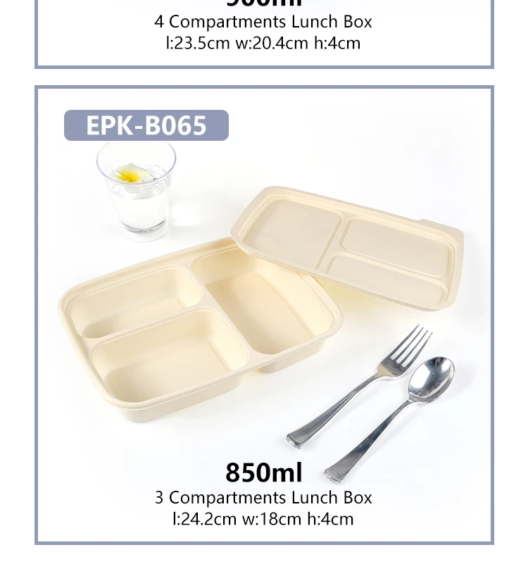 Microwave Safe Compostable Takeaway Food Container Disposable Corn Starch Plastic Bento Lunch Box