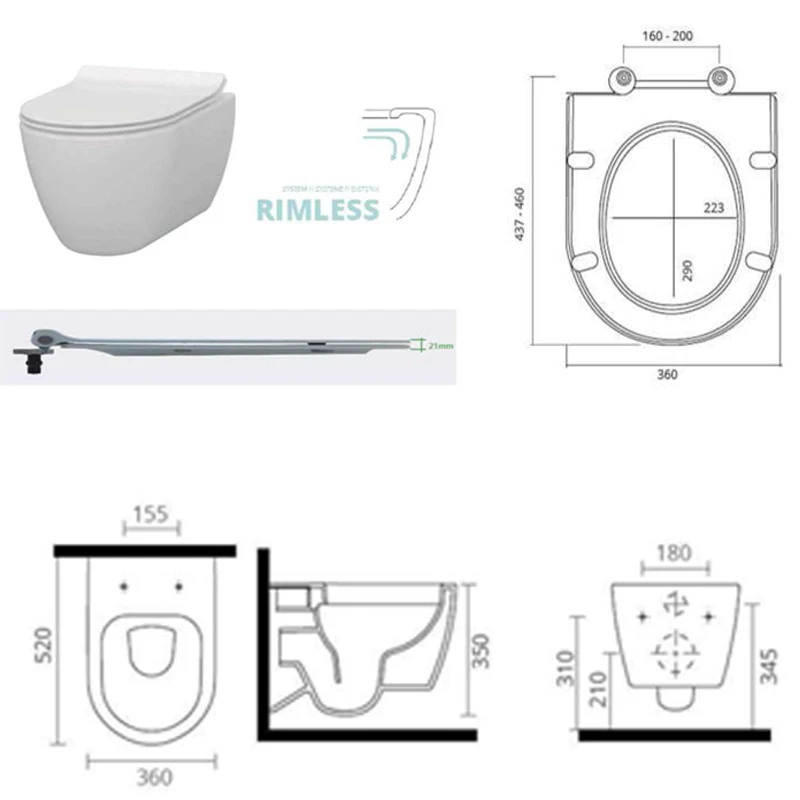 Luxury Sanitary Toilet Bidet Size Ring Round Toilet Satin Closet Tank